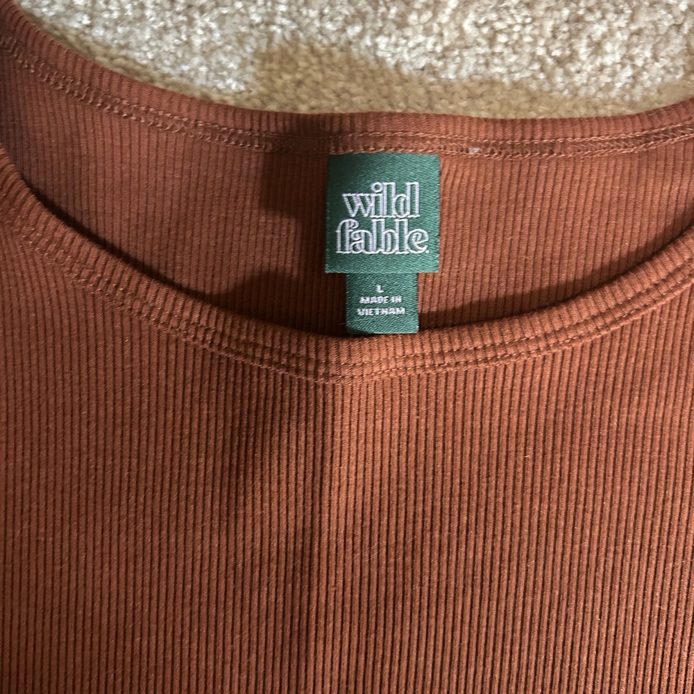 Wild Fable Rust Ribbed Top - Picture 2 of 2